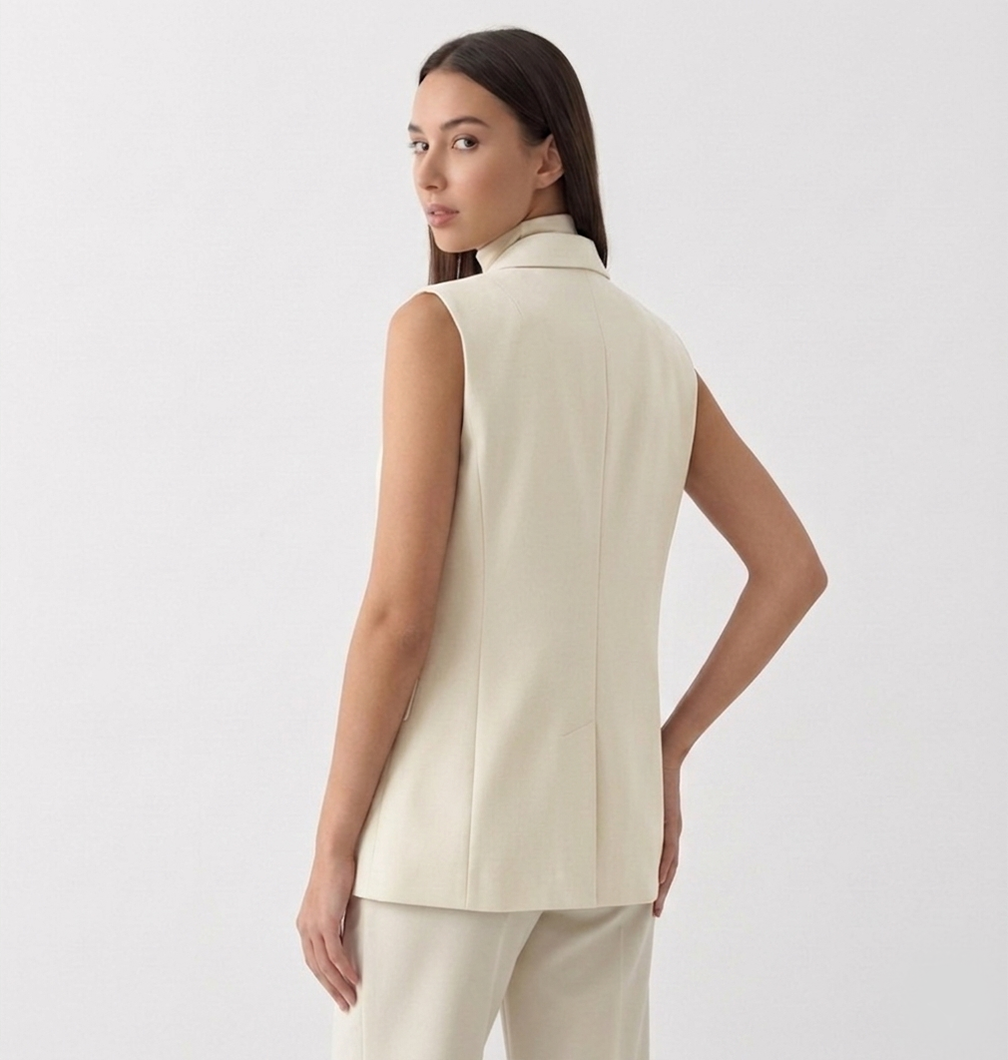 Rivaclo | Women's Fitted Blazer Vest – Sleeveless with Notched Collar