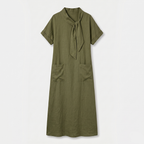 Rivaclo | Women's Short Sleeve Dress with Bow Detail – Loose Fit