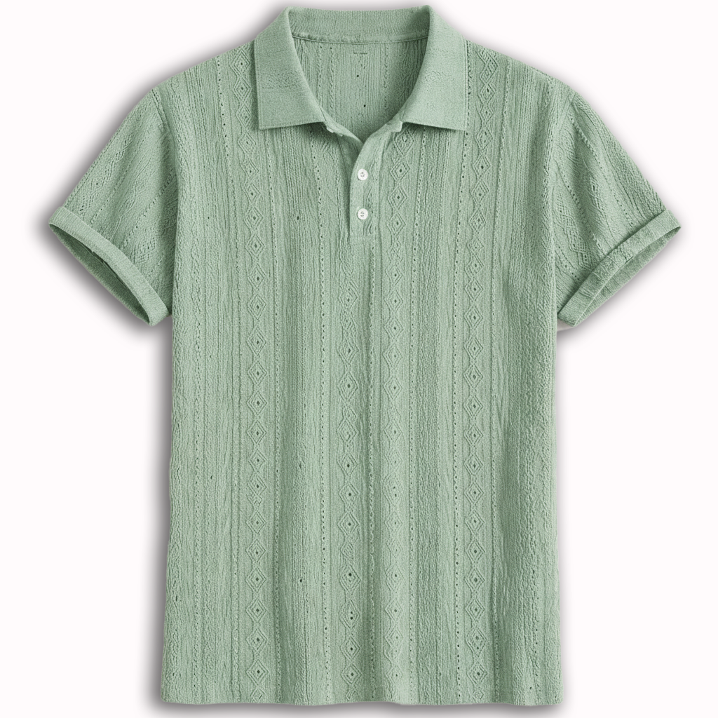 Rivaclo | Men's Textured Polo – Relaxed Fit Short Sleeves