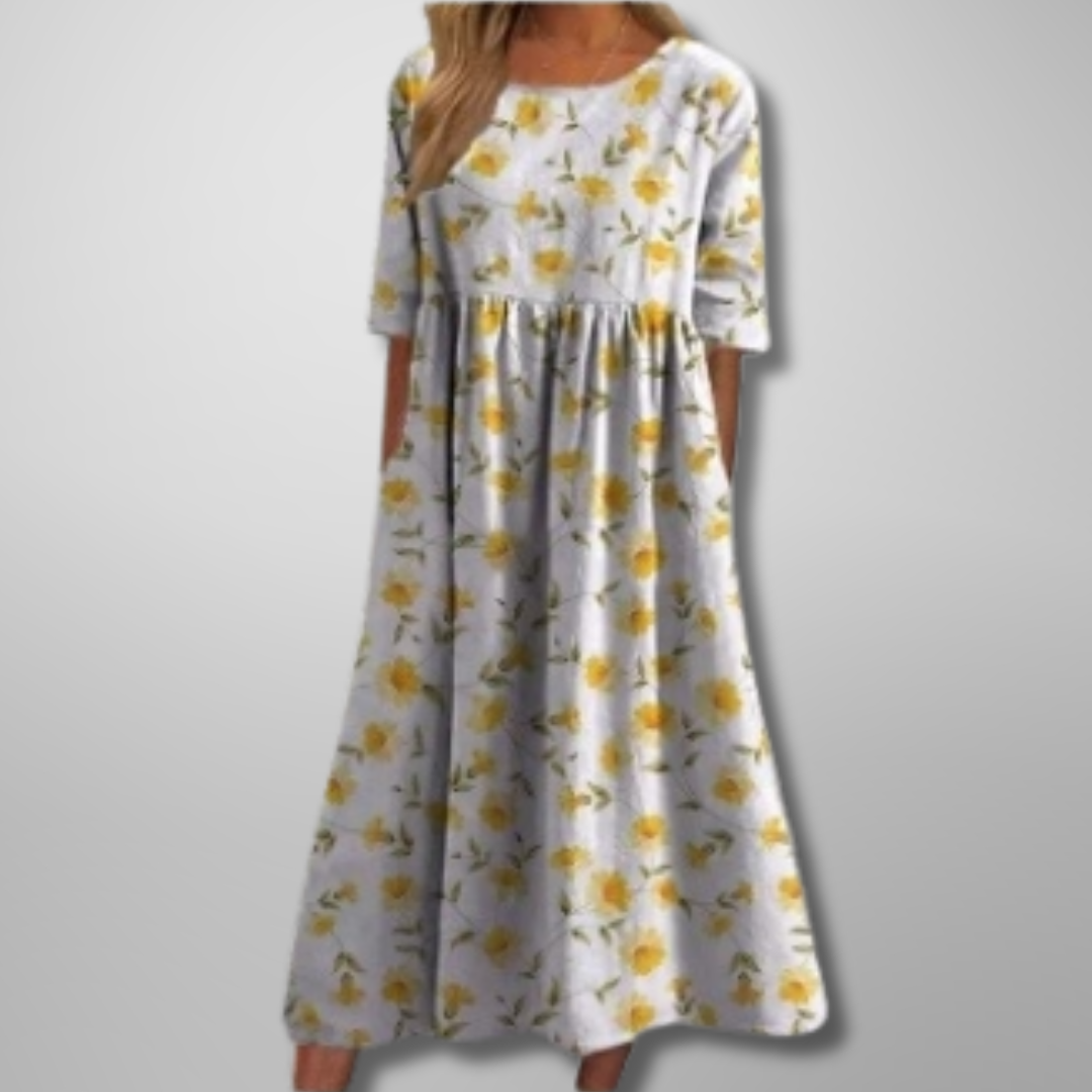 Solène | Robe Midi Fleurie Décontractée