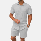 Rivaclo | Men's open collar shirt and shorts set – loose fit