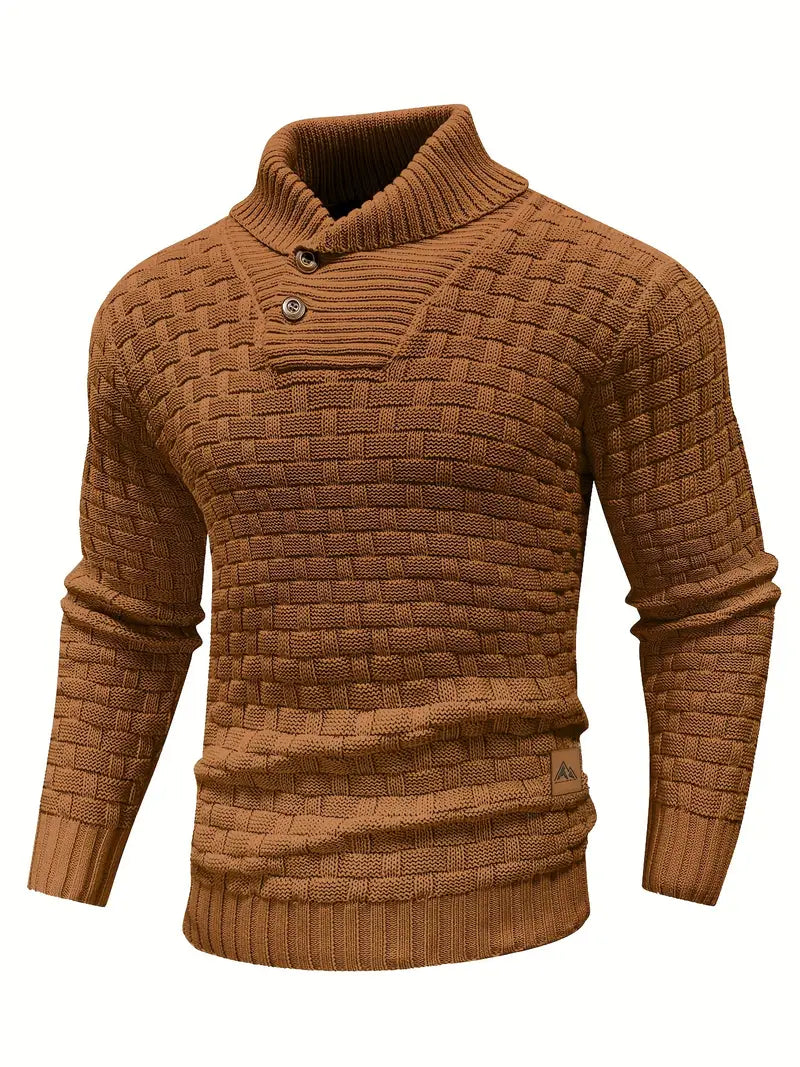 Pull homme maille chaude col rond quotidien — Marron