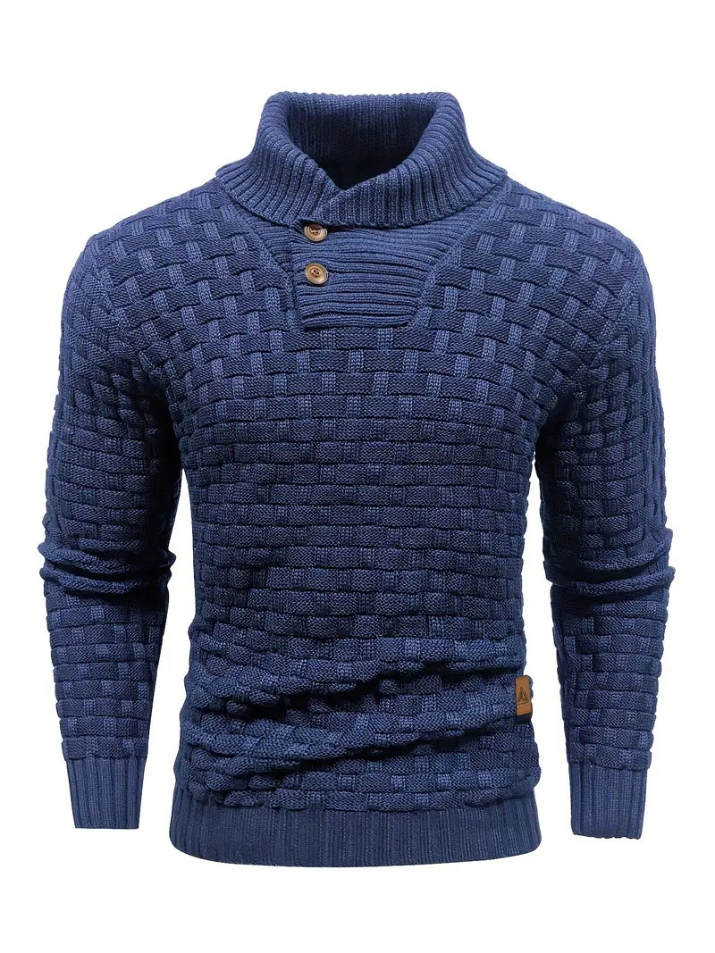 Pull homme maille chaude col rond quotidien — Bleu
