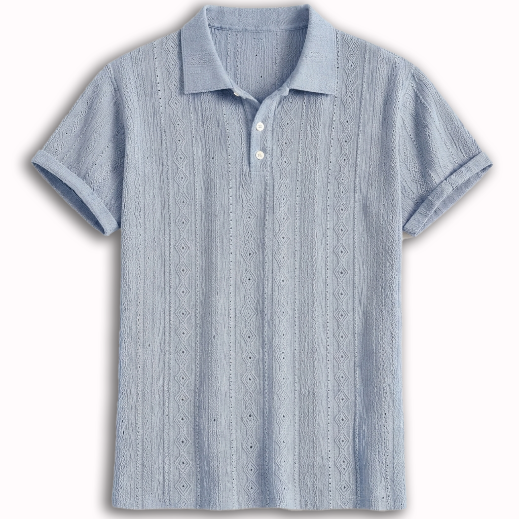 Rivaclo | Men's Textured Polo – Relaxed Fit Short Sleeves