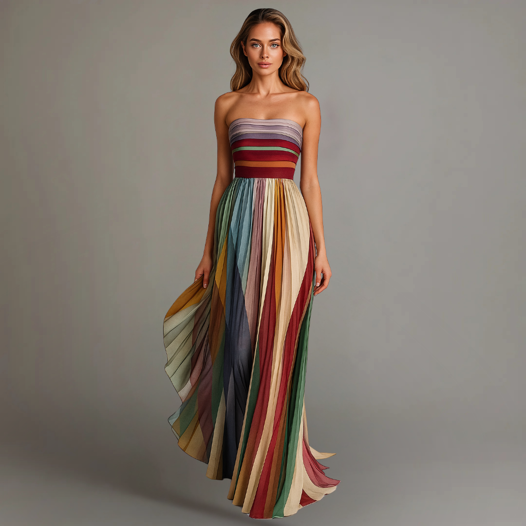 Léa | Robe Maxi Plissée Bustier