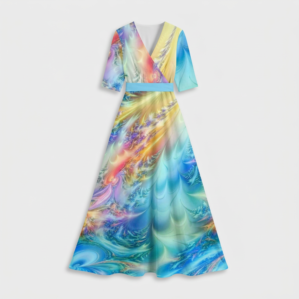 Rivaclo | Femme Robe Maxi à Col V – Imprimée