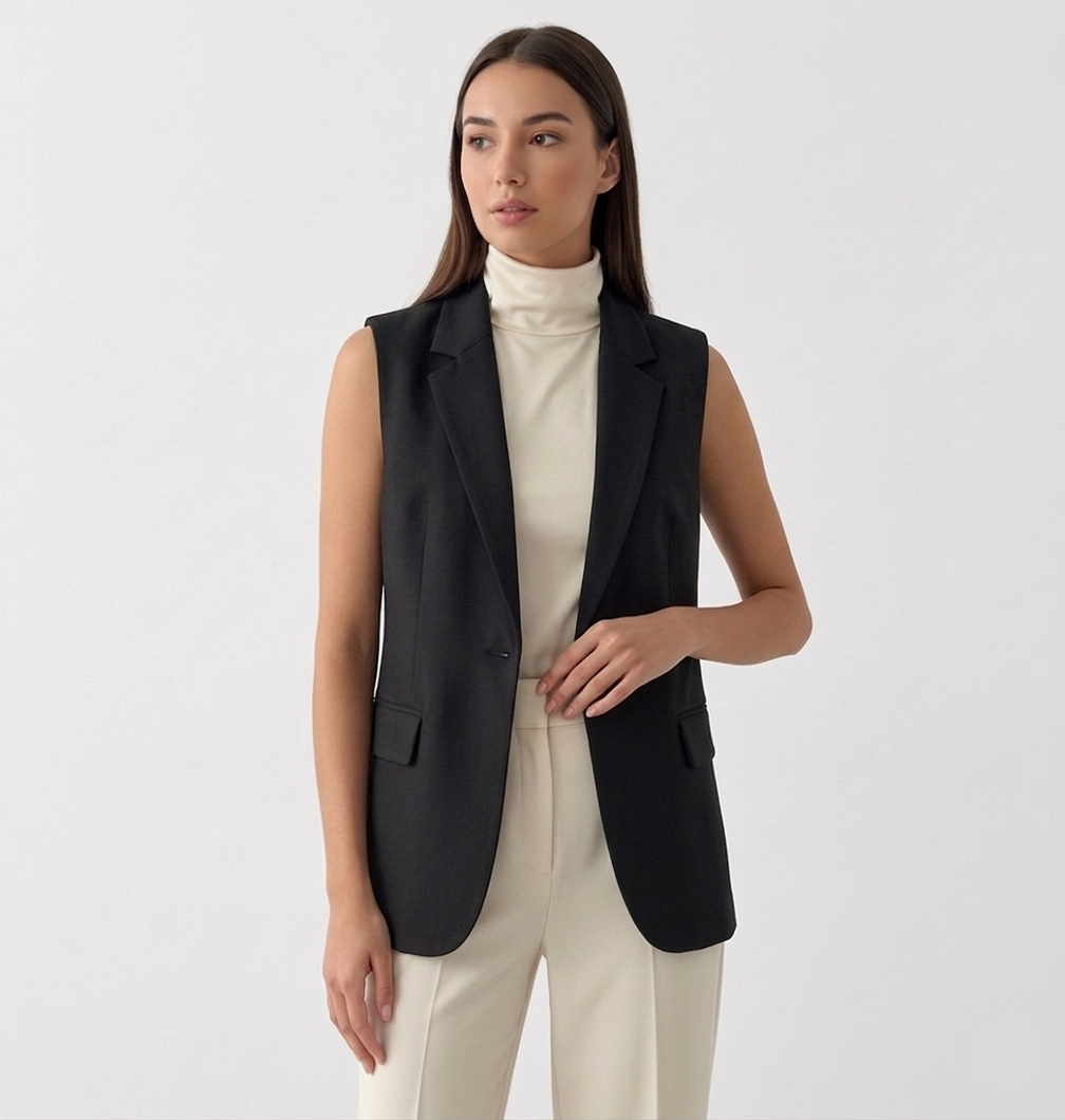 Rivaclo | Women's Fitted Blazer Vest – Sleeveless with Notched Collar
