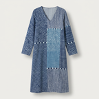 Femme Robe Maxi Rayée à Col V à Manches Longues | Style Décontracté