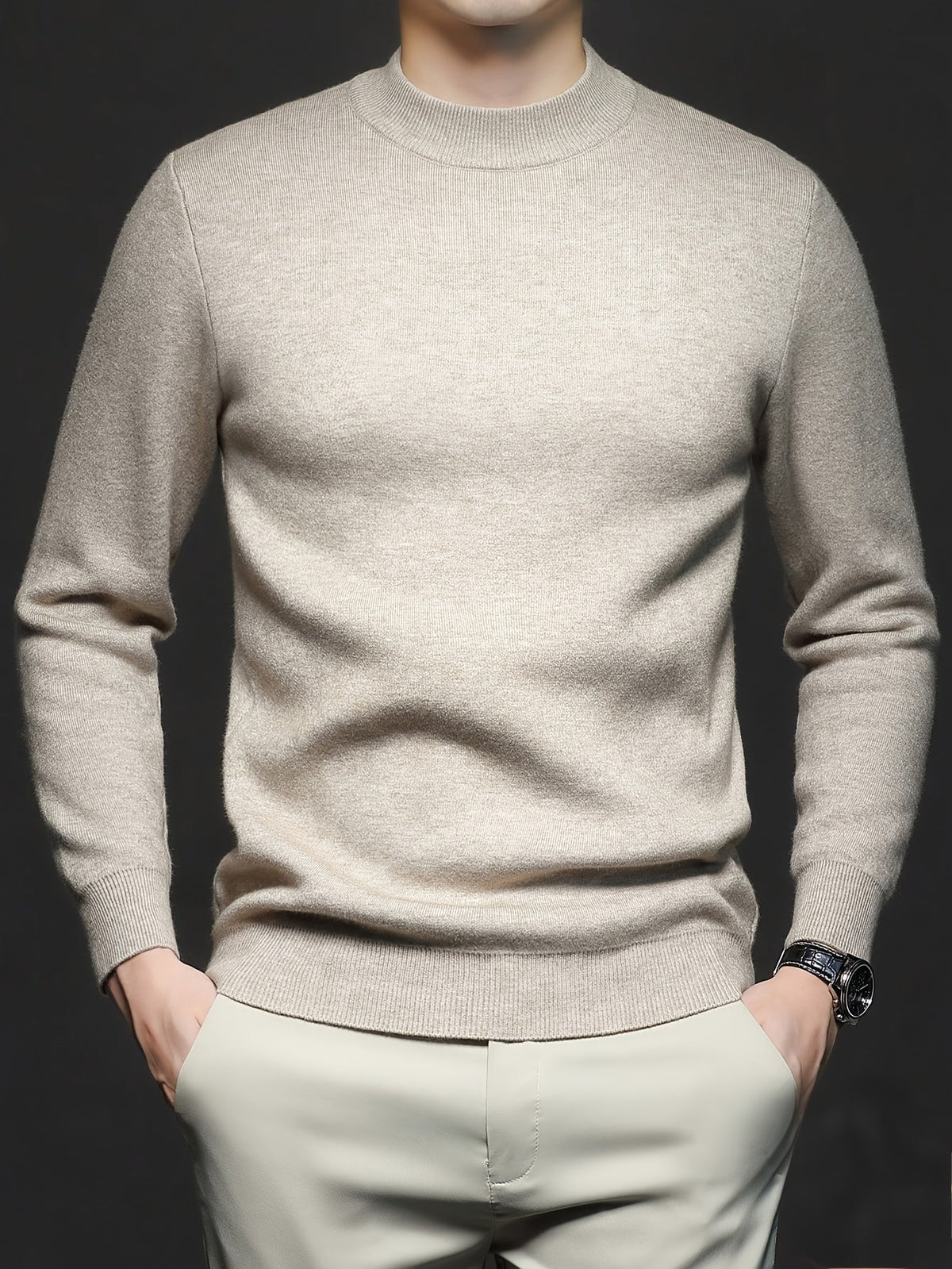 Pull à col roulé homme maille douce hiver