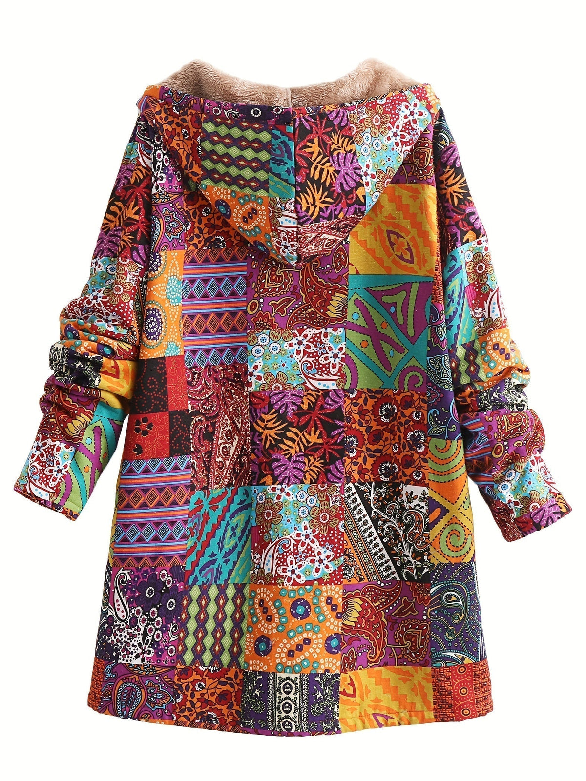 Veste femme à capuche coupe loose patchwork