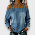 Joséphine | Haut Denim Épaules Nues