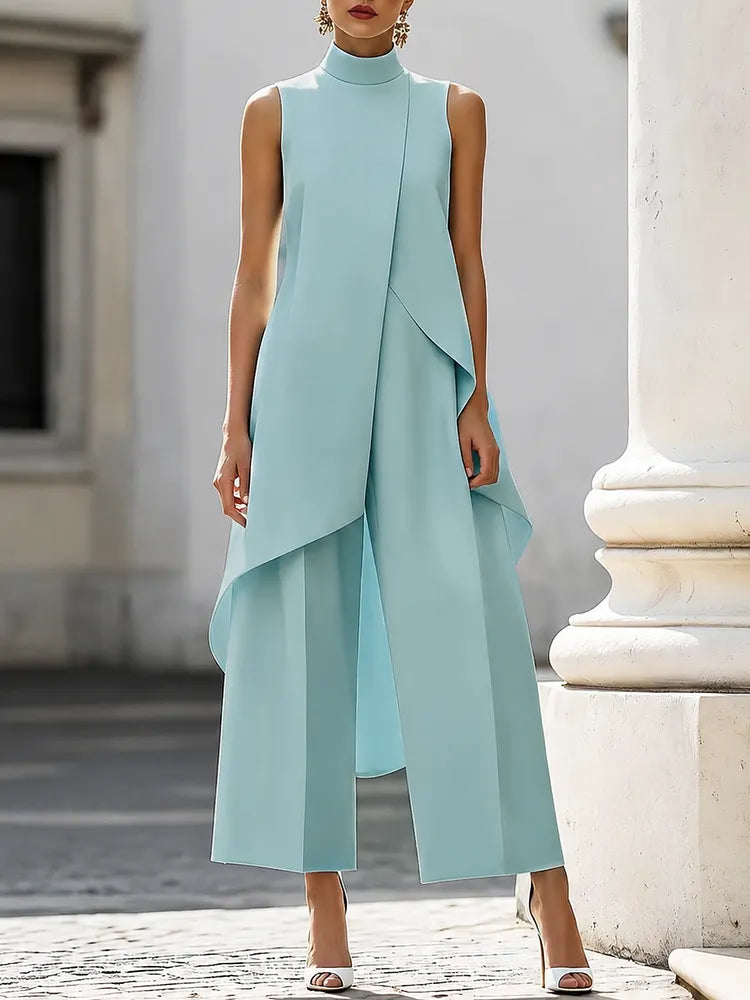 Ensemble femme top asymétrique et pantalon large
