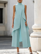 Ensemble femme top asymétrique et pantalon large