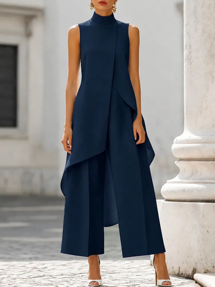 Ensemble femme top asymétrique et pantalon large