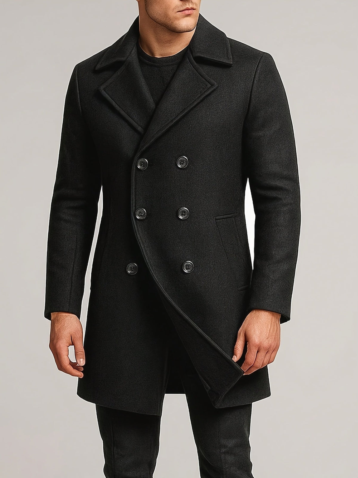 Manteau midi homme mi-saison col à revers