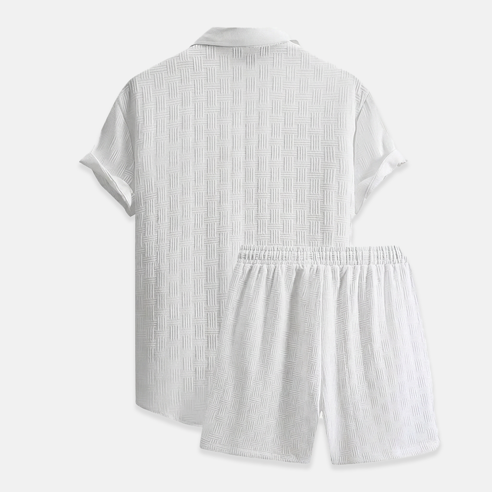 Rivaclo | Men's open collar shirt and shorts set – loose fit