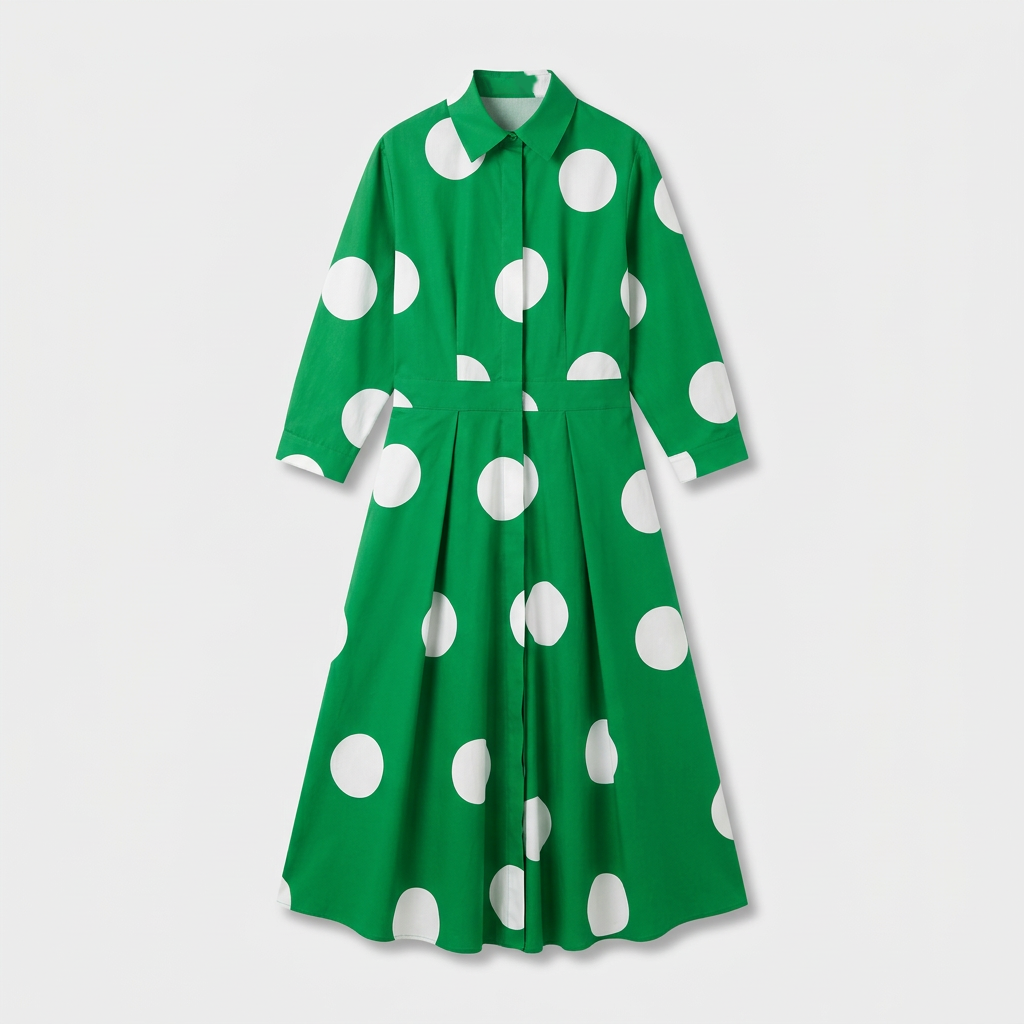 Rivaclo | Femme Robe Maxi à Col V – Motif à Pois
