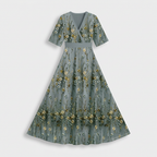 Rivaclo | Femme Robe Maxi à Col V – Imprimée