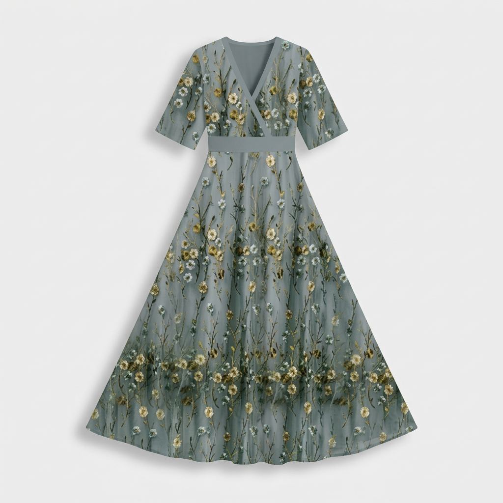 Rivaclo | Femme Robe Maxi à Col V – Imprimée