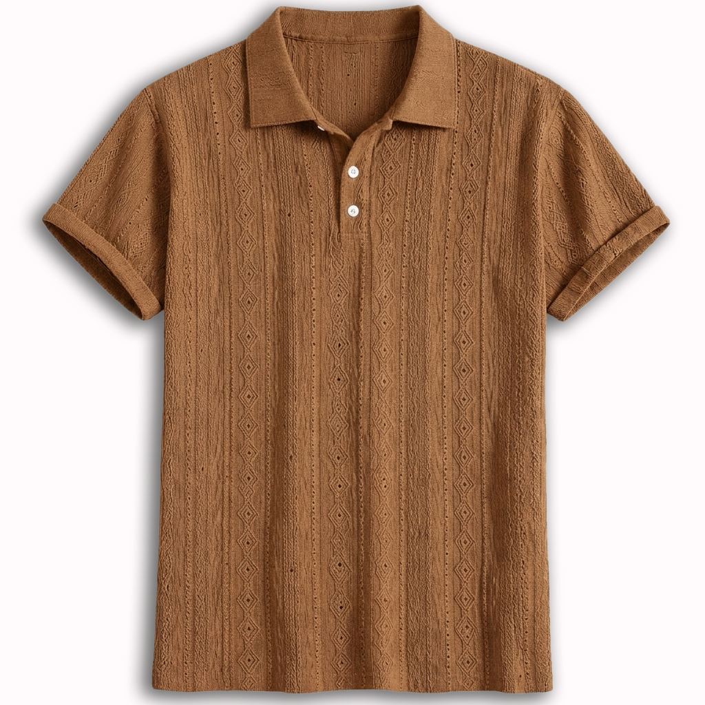Rivaclo | Men's Textured Polo – Relaxed Fit Short Sleeves