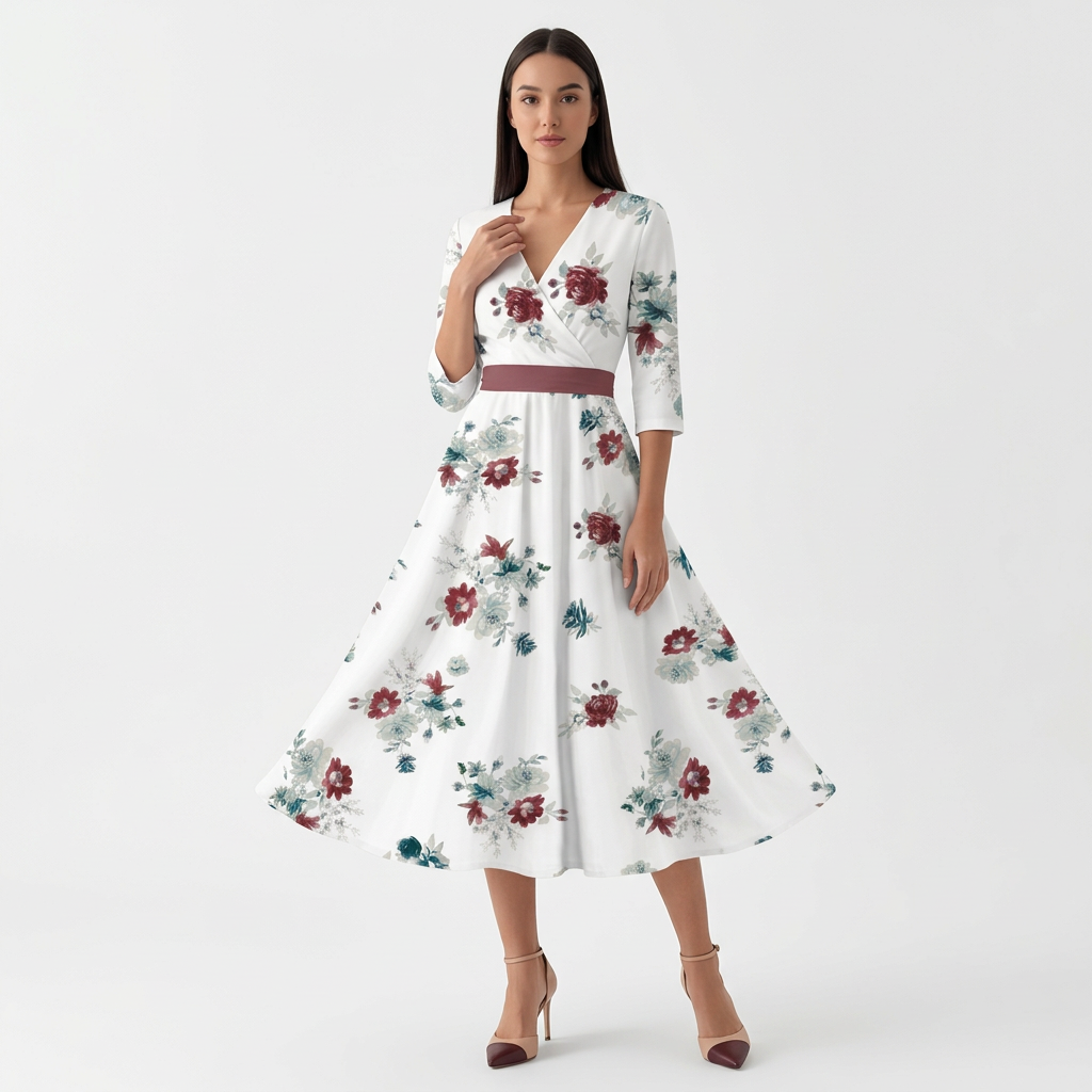 Rivaclo | Femme Robe Maxi à Col V – Imprimée