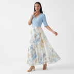 Rivaclo | Femme Robe Maxi à Col V – Imprimée