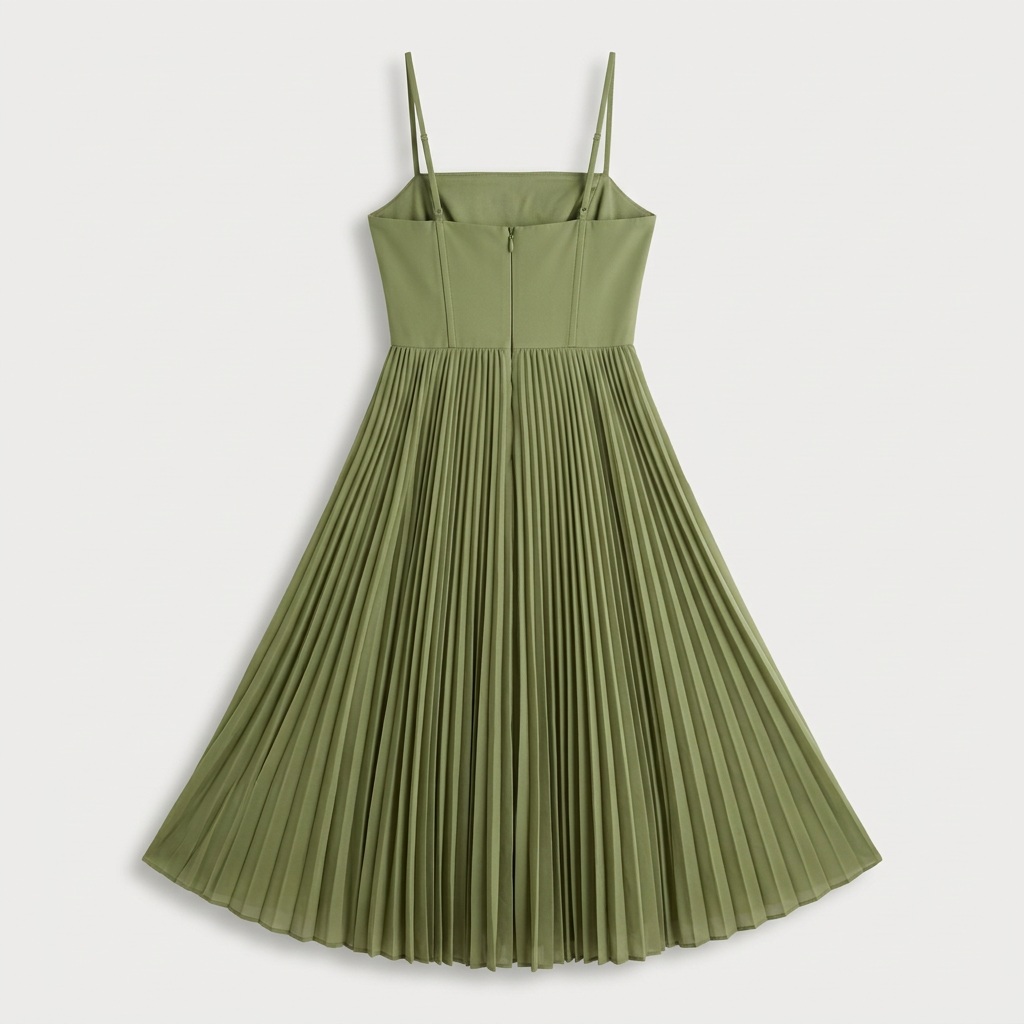 Rivaclo | Femme Robe Maxi Plissée – Bretelles Spaghetti