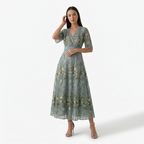 Rivaclo | Femme Robe Maxi à Col V – Imprimée