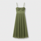 Rivaclo | Femme Robe Maxi Plissée – Bretelles Spaghetti
