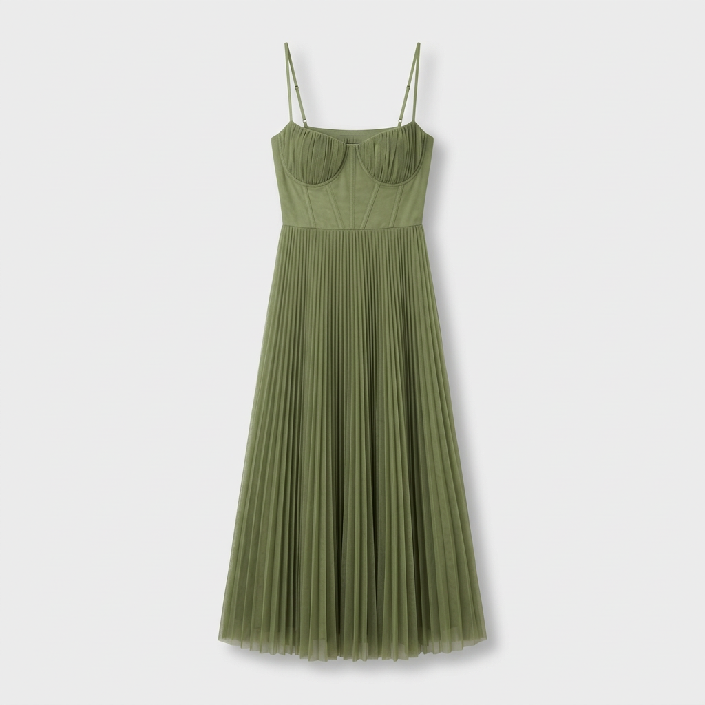Rivaclo | Femme Robe Maxi Plissée – Bretelles Spaghetti
