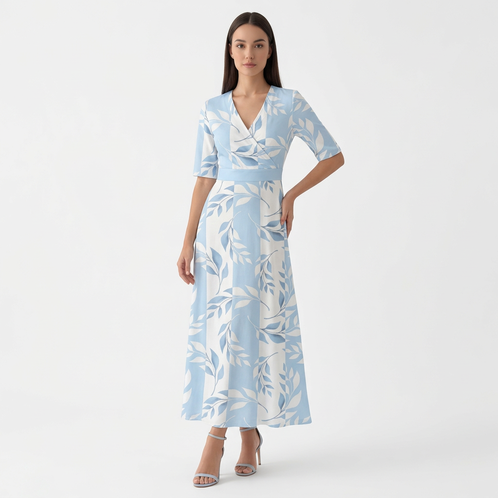 Rivaclo | Femme Robe Maxi à Col V – Imprimée