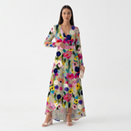 Rivaclo | Femme Robe Maxi à Col V – Imprimée