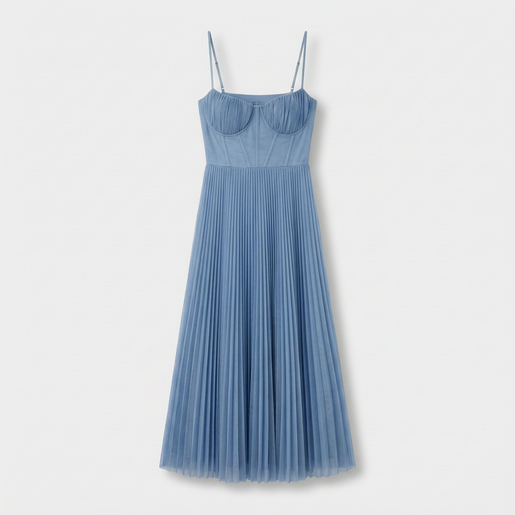 Rivaclo | Femme Robe Maxi Plissée – Bretelles Spaghetti