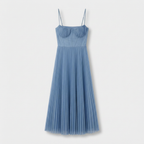 Rivaclo | Femme Robe Maxi Plissée – Bretelles Spaghetti