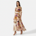 Rivaclo | Femme Robe Maxi à Col V – Imprimée