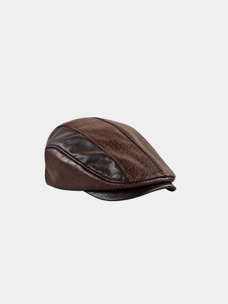 Casquette homme plate empiècements crocodile