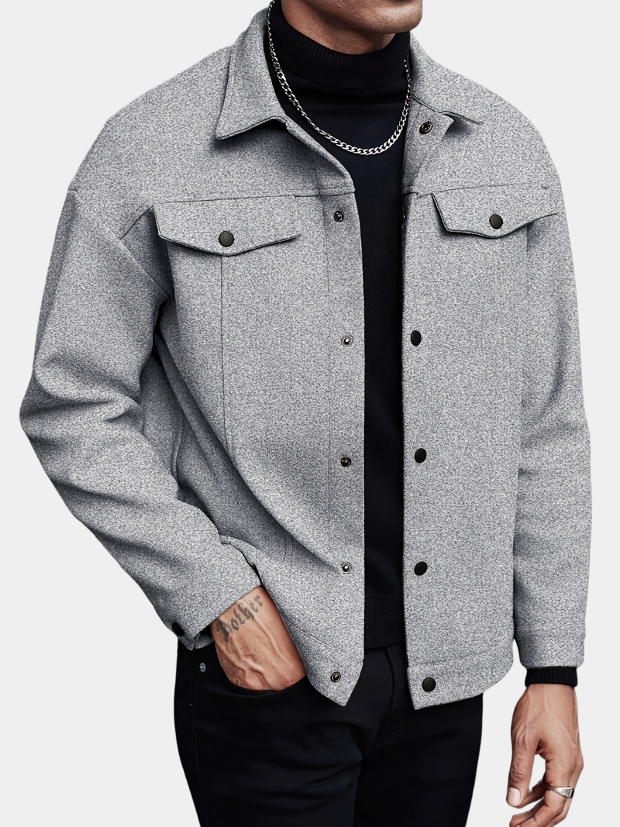 Veste homme col à revers boutons-pression