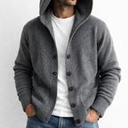 Cardigan homme maille à capuche boutonnée