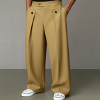 Pantalon homme jambe large plissé coupe ample — Kaki