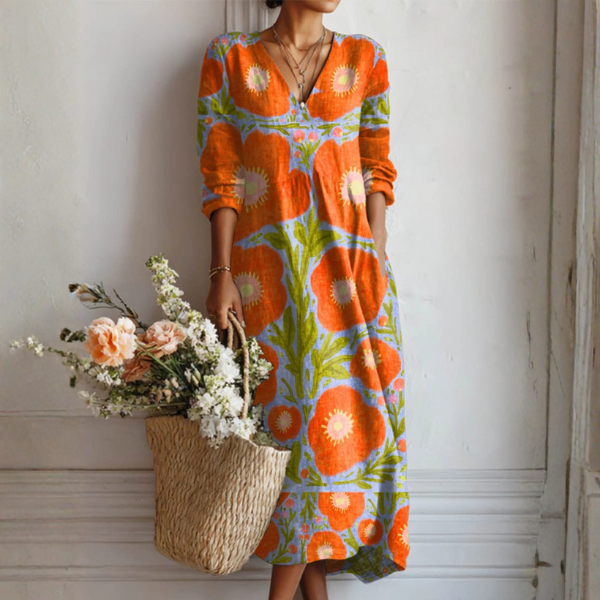 Capucine | Robe Fleurie Orange