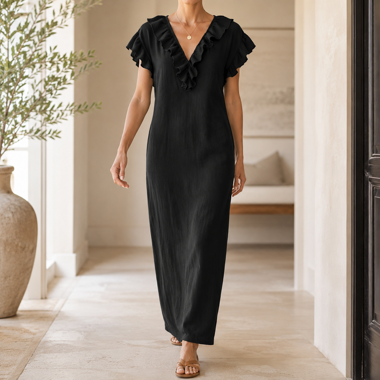 Carrina | Robe Maxi à Volants et Poches