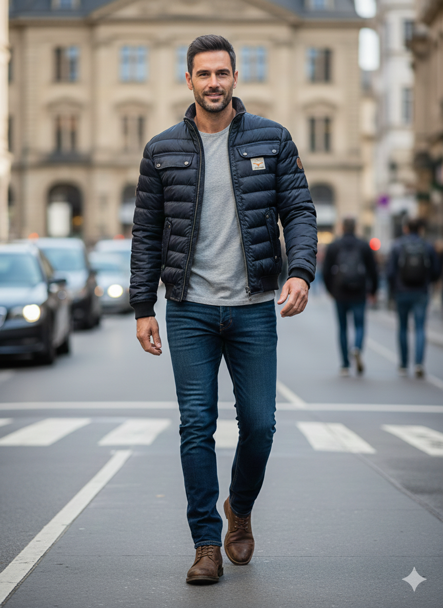 Doudoune homme urbaine matelassée coupe nette