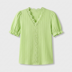 Rivaclo | Women's Short Sleeve V-Neck Blouse – Refined Cut