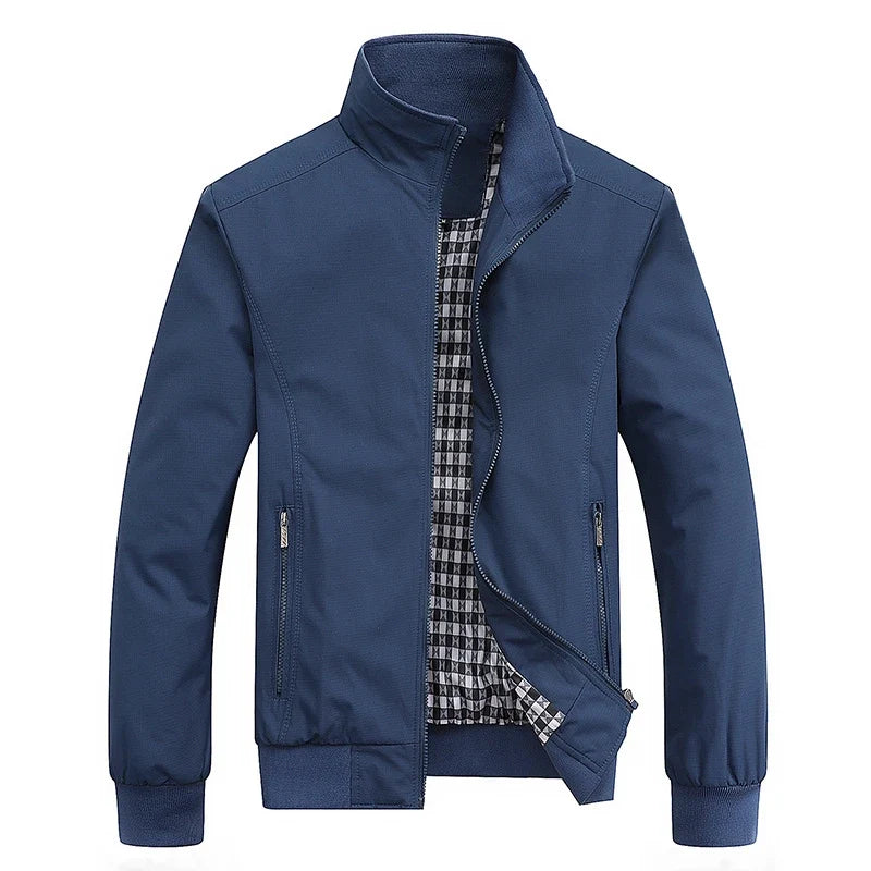 Cardigan homme maille zippé coupe bomber — Bleu