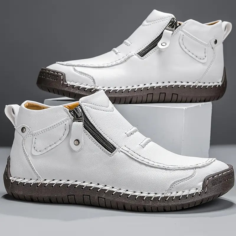 Chaussures homme orthopédiques confort zip latéral — Blanc