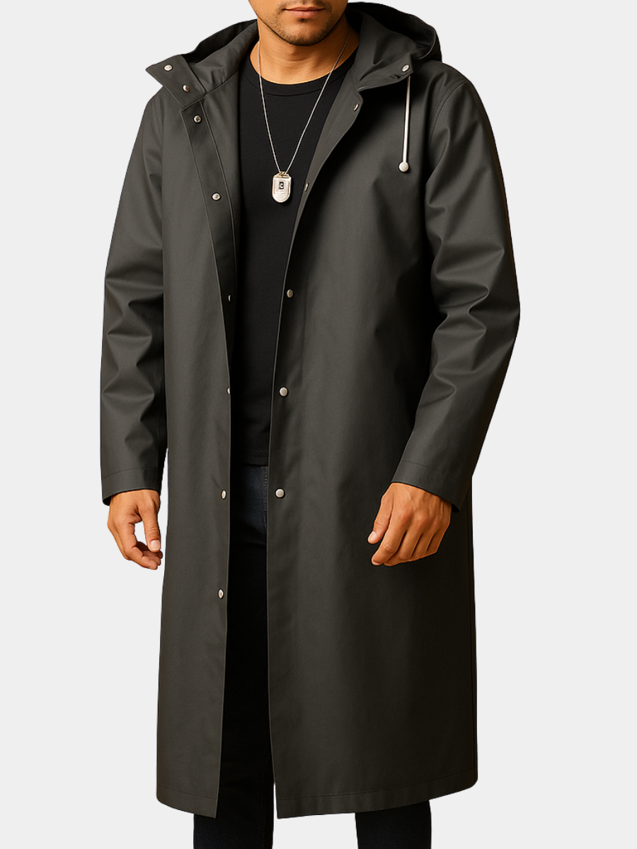 Manteau long homme de pluie coupe décontractée
