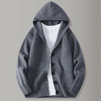 Cardigan homme maille à capuche boutonnée — Gris Pierre