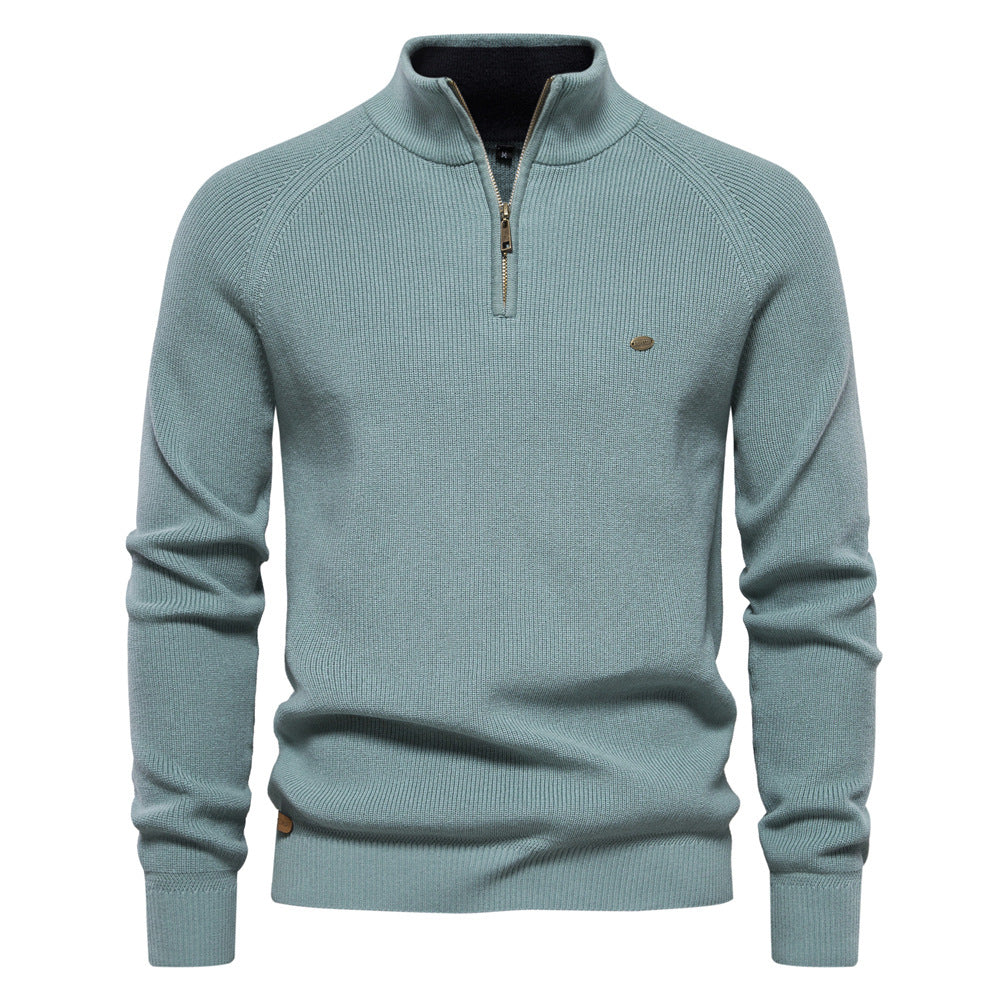 Pull homme automne maille douce col rond — Vert