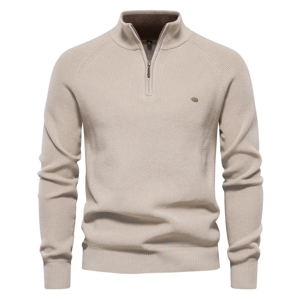 Pull homme automne maille douce col rond — Beige