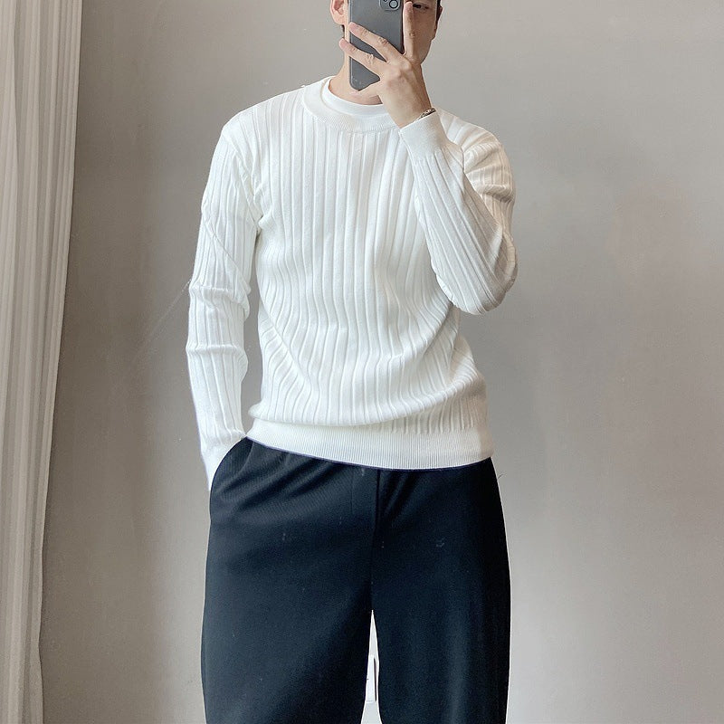 Pull homme maille col rond manches longues — Blanc